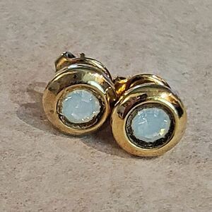 #Touchstone White Opal Post Stud Earrings, 0.25 Diam, Gold Plate #NWOT
